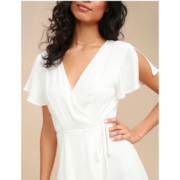 White Wrap Dress - Picture 5 of 8